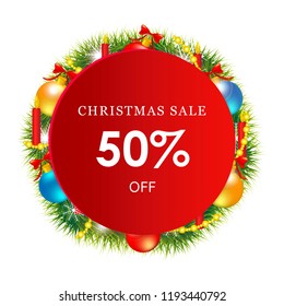 Christmas sale banner with Balls.
