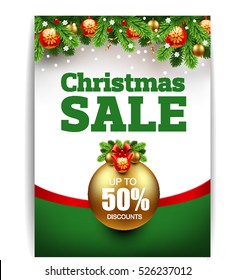 christmas sale banner with decorations