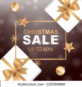 Christmas Sale Banner with Decorative Christmas