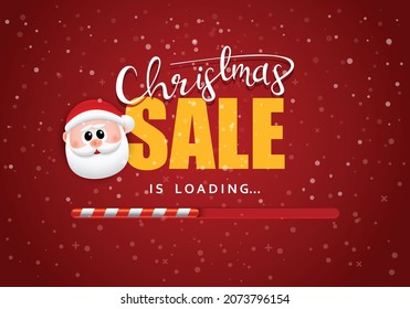 Christmas sale banner design in festive colors and decoration. Vector illustration. 