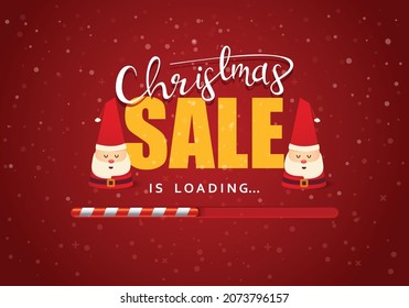 Christmas sale banner design in festive colors and decoration. Vector illustration. 