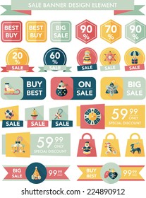 Christmas sale banner design flat background set, eps10