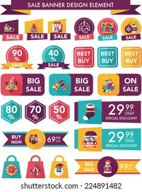 Christmas sale banner design flat background set, eps10