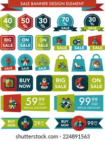 Christmas sale banner design flat background set, eps10