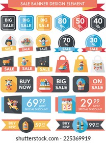 Christmas sale banner design flat background set, eps10