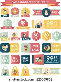 Christmas sale banner design flat background set, eps10