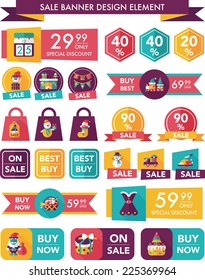 Christmas sale banner design flat background set, eps10