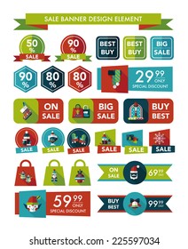 Christmas sale banner design flat background set, eps10