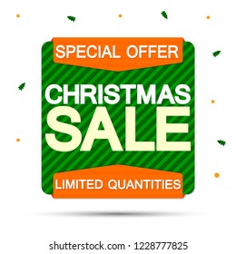Christmas Sale, banner design template, Xmas discount poster, special offer, vector illustration