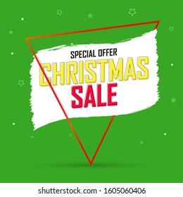 Christmas Sale, banner design template, Xmas discount tag, special offer, grunge brush, vector illustration