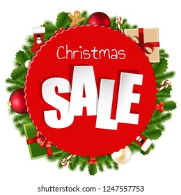 Christmas Sale Banner With Gradient Mesh, Vector Illustration