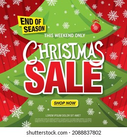 christmas sale banner layout design, vector illustration