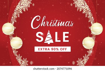 Christmas sale banner,  Christmas offer Template with Discount Tag ,Vector illustration design