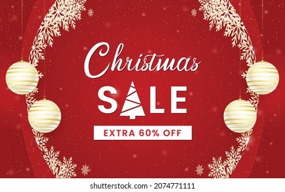 Christmas sale banner,  Christmas offer Template with Discount Tag ,Vector illustration design