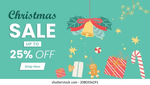 Christmas sale banner, Christmas offer Template with Discount Tag, Vector illustration design
