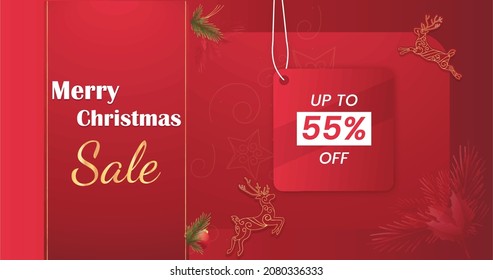 Christmas sale banner, Christmas offer Template with Discount Tag, Vector illustration design
