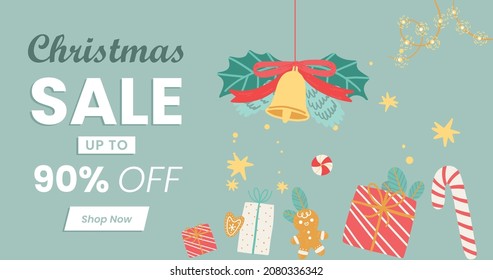 Christmas sale banner, Christmas offer Template with Discount Tag, Vector illustration design
