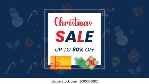 Christmas sale banner, Christmas offer Template with Discount Tag, Vector illustration design
