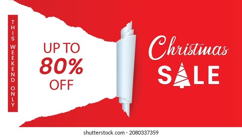 Christmas sale banner, Christmas offer Template with Discount Tag, Vector illustration design
