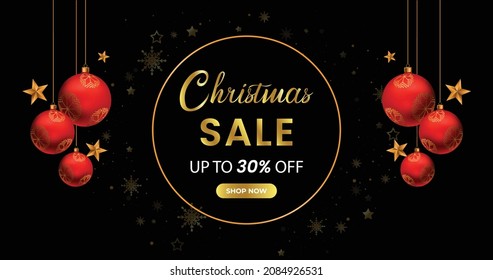 Christmas sale banner,  Christmas offer Template with Discount Tag, Vector illustration design
