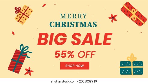 Christmas sale banner,  Christmas offer Template with Discount Tag, Vector illustration design
