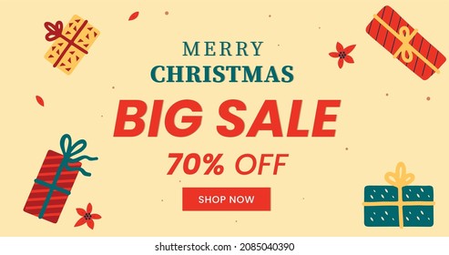 Christmas sale banner,  Christmas offer Template with Discount Tag, Vector illustration design
