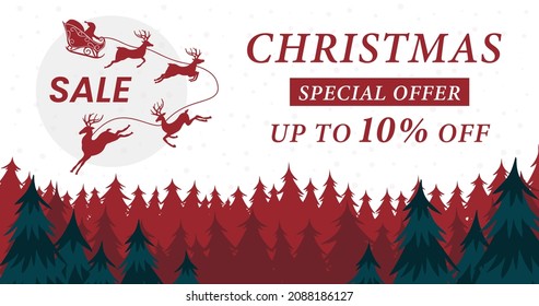 Christmas sale banner,  Christmas offer Template with Discount Tag
