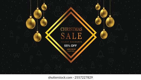 Christmas sale banner, Christmas offer Template with Discount Tag, Vector illustration design.
