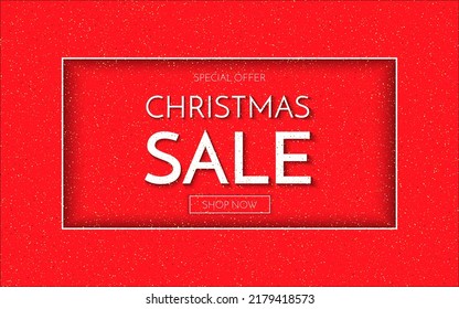 Christmas sale banner. Christmas sale phrase on red background.