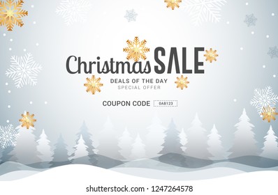 Christmas Sale banner or Poster Template Design.