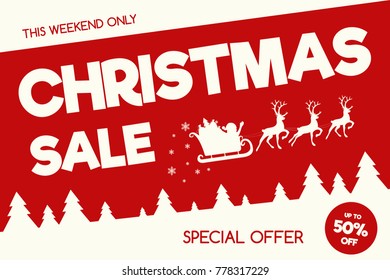 Christmas Sale - banner with Santa Claus in retro style. Vector.