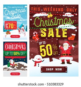 Christmas Sale Banner Set, Suitable For Call To Action Button, Advertisement, E-newsletter, Web Banners, Posters and Social Media Promotions - Set 3