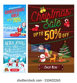 Christmas Sale Banner Set, Suitable For Call To Action Button, Advertisement, E-newsletter, Web Banners, Posters and Social Media Promotions - Set 9