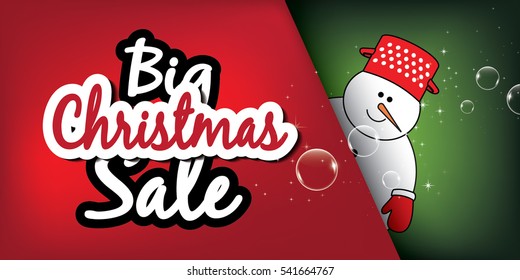 Christmas sale banner with snowman