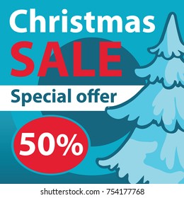 Christmas sale banner. Special offer. Vector illustration.