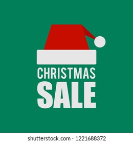 Christmas sale banner template design. Red discount poster on a light green background, Sale tag, label, badge, sticker. Vector illustration, eps10