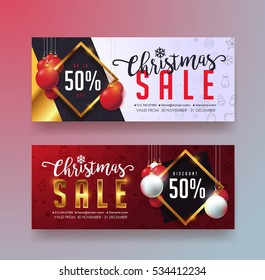 Christmas sale banner template,gift card,discount voucher,coupon,Vector illustration