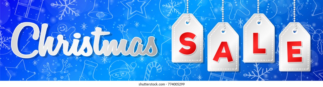 Christmas Sale - banner with text. Vector.