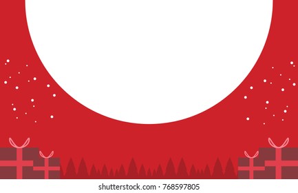 Christmas sale banner with tree branches, red ball and gift box on red background for your promotion. Vector illustration.
