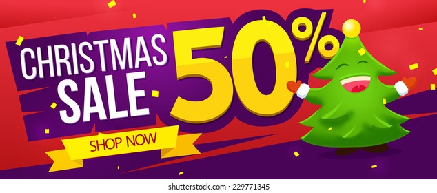 Christmas sale banner. Vector