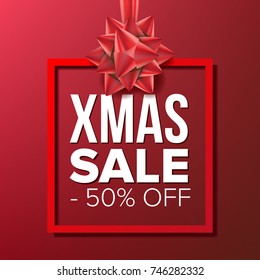 Christmas Sale Banner Vector. Big Super Sale. Cartoon Business Brochure Illustration. Winter Design For Holidays Xmas Banner, Brochure, Poster, Discount Offer