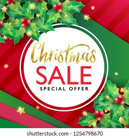 Christmas Sale Banner. Vector illustration template for for sale promotion, banner, poster, flyer, leaflet, web banner, social media and graphic use.