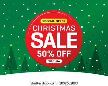 Christmas sale banner, vector illustration