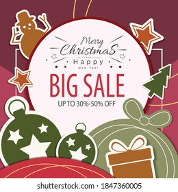 christmas sale banner. vector illustration