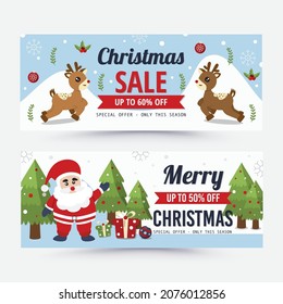 Christmas sale banner. Vector illustration. Flat design.