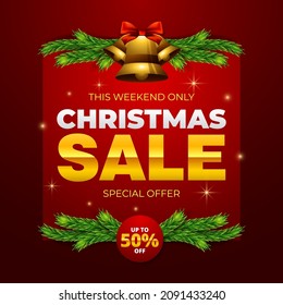 Christmas sale banner vector illustration background for media promotion and social media post in holiday event