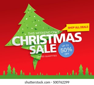 Christmas sale banner. Vector illustration