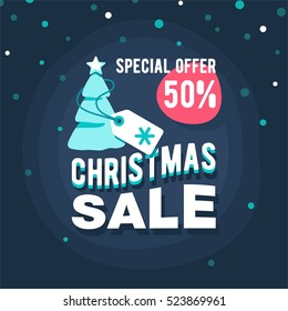 Christmas sale banner. Vector illustration.