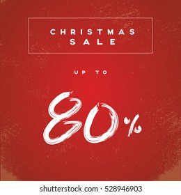 Christmas sale banner vector illustration with watercolor handwritten typography and grunge, vintage, worn, old style. Eps10 vector illustration.