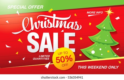 christmas sale banner, vector illustration